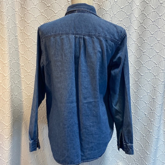 Vintage size large Blue Denim Shirt with Snowman Embroidery Christmas‎ holiday - Picture 9 of 12